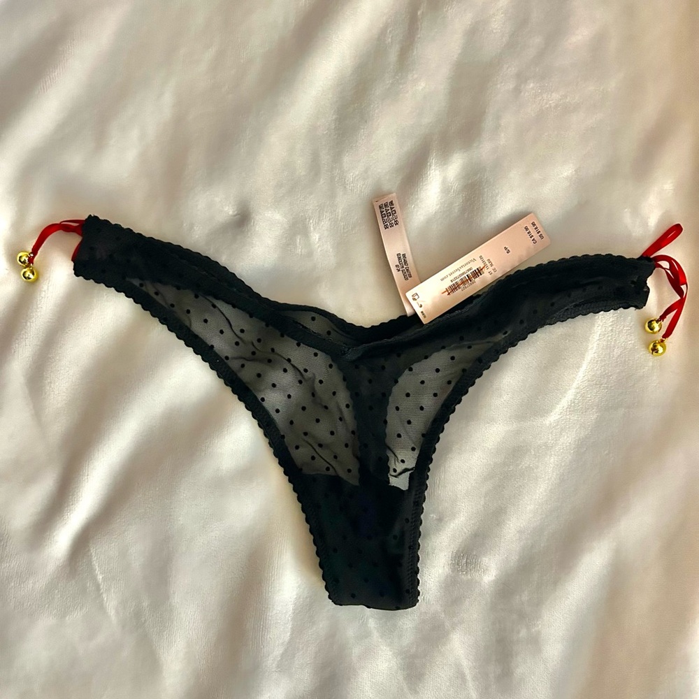 Victoria's Secret Black Sheer Panties with Red Accents